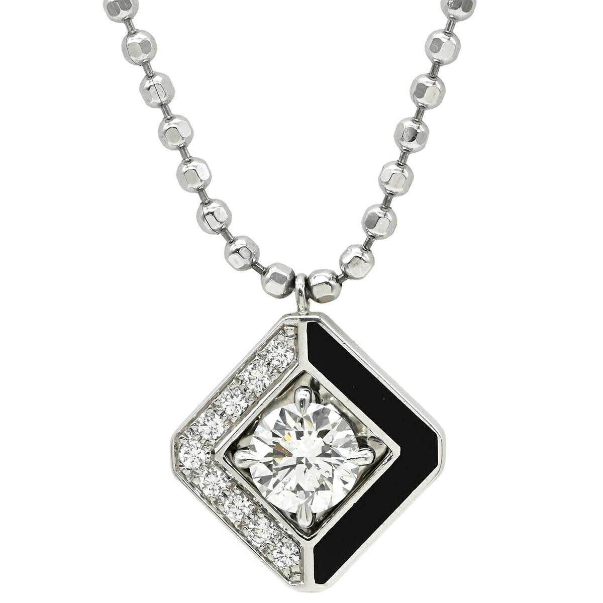 乐天商城 - ＼最大5万円割引クーポン 数量限定／ カルティエ Cartier ネックレス ガラントリー ドゥ カルティエ ホワイトゴールド×ブラック Cartier 18K ダイヤ パヴェ ブラックラッカー 【保証書】【中古】