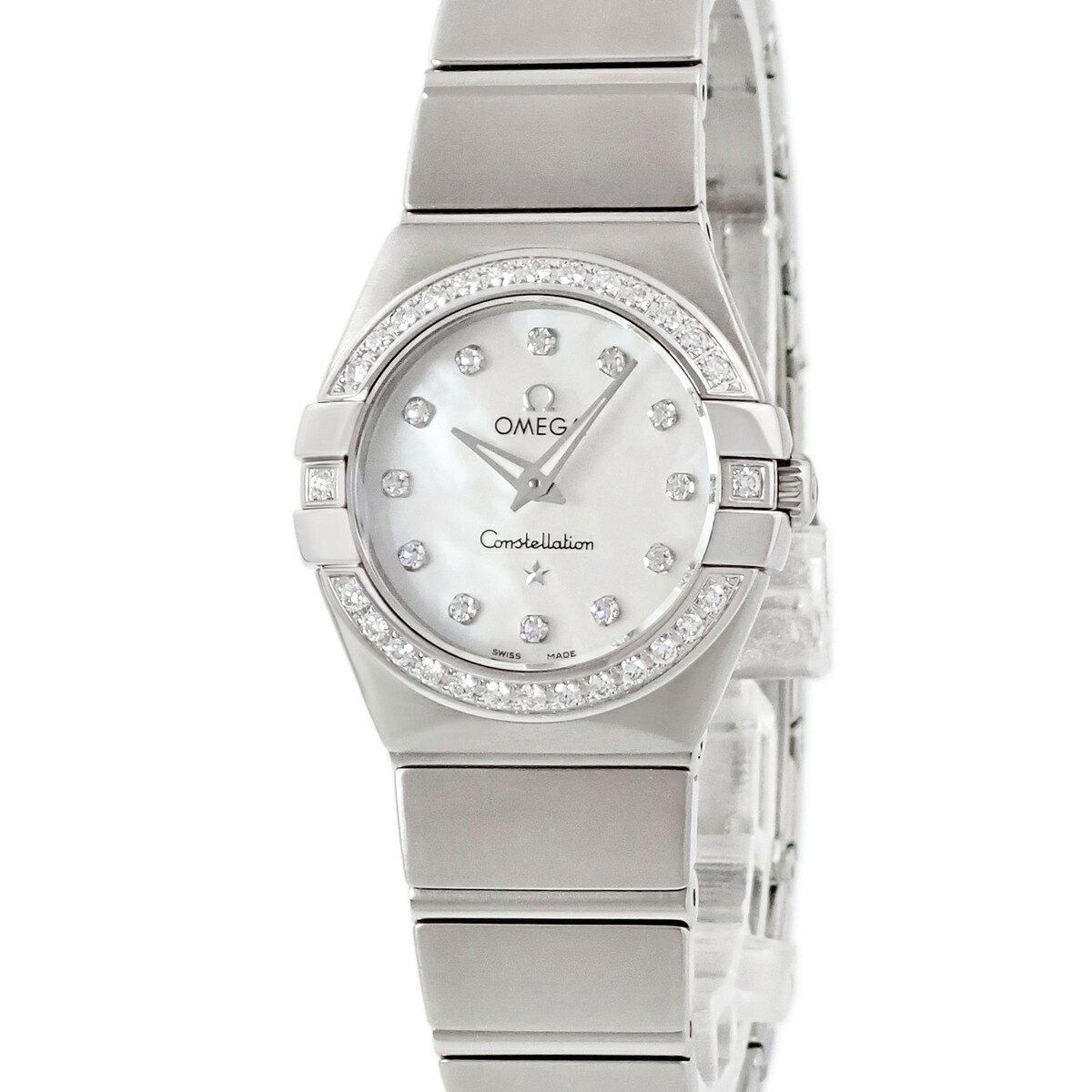 ＼最大5万円割引クーポン 数量限定／ オメガ OMEGA コンステレーション 123.15.24.60.55.003 純正ダイヤ ホワイト シェル レディース 腕時計クオーツ ホワイト 【中古】