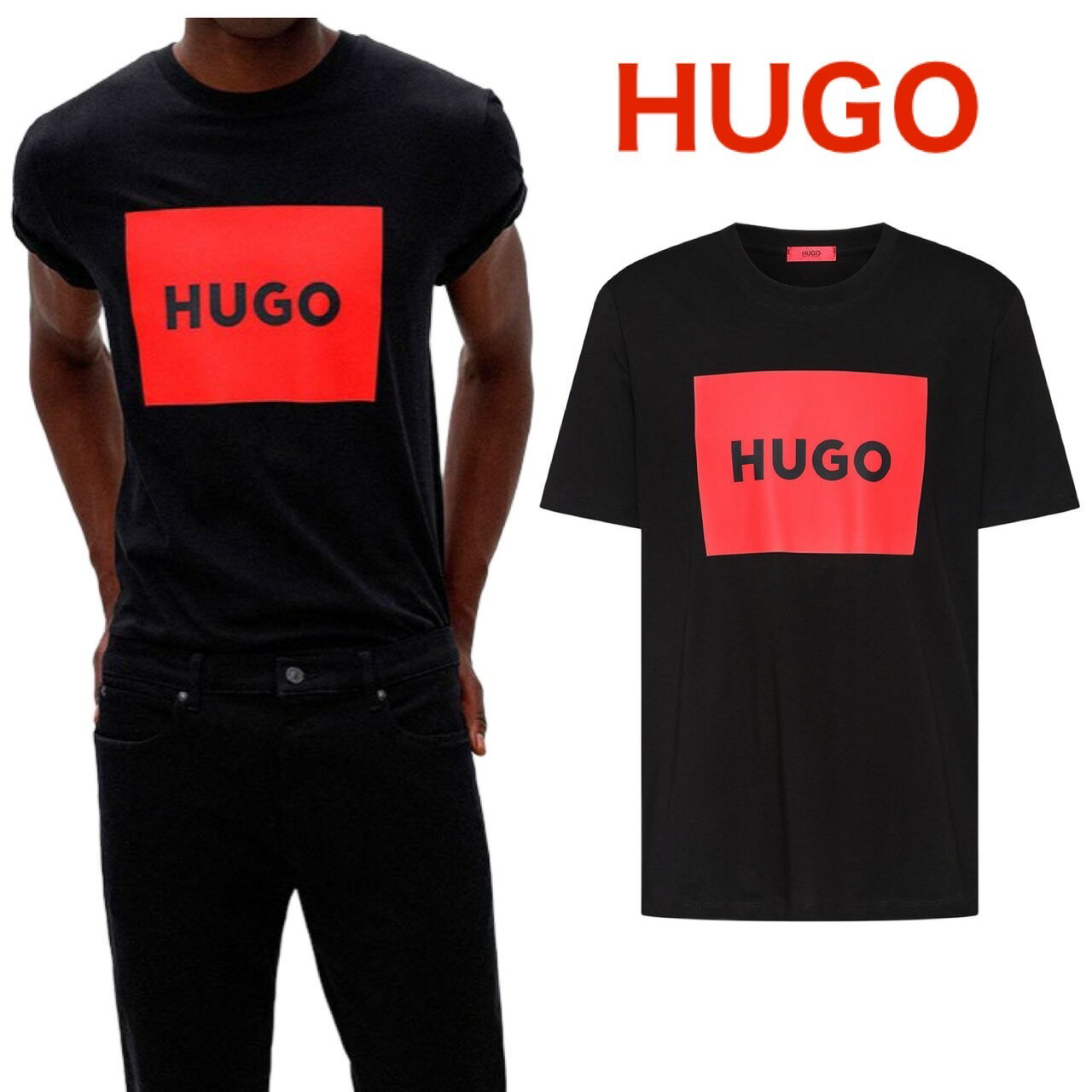 HUGO BOSS ヒューゴボス Dulive222 T-Shirt クルーネック 半袖 シャツ メンズ ロゴ ブラック 正規品 ブランド