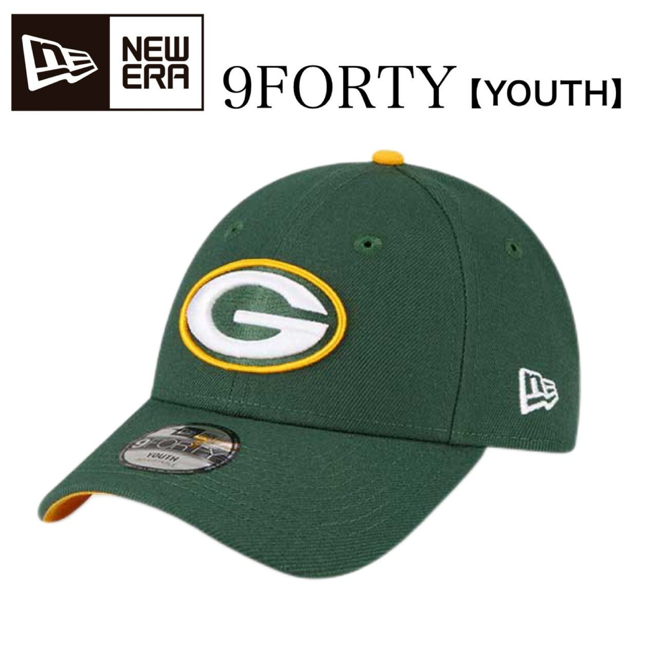 New Era ユースキャップ The League Green Bay Packers グリーンベイパッカーズ ロゴ サイズ調節 ベースボール 野球 キッズ ジュニア ユース ファッション トレーニング