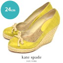 【売り切り特別価格 06/23 10:59迄】【返品不可】ケイトスペード kate spade new york リボン ウェッジソール パンプス グリーン 緑...