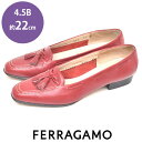 【売り切り特別価格 06/23 10:59迄】【返品不可】サルヴァトーレフェラガモ Salvatore Ferragamo フリンジ ローファー パンプス レッ...