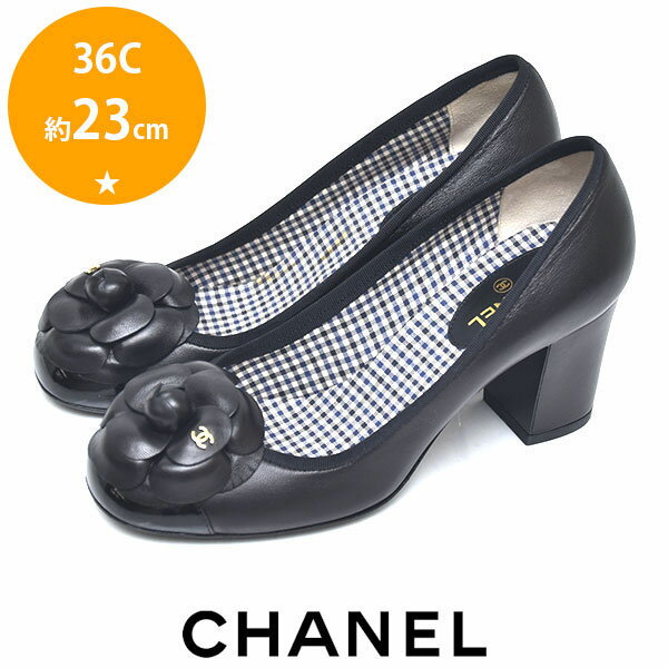 【ほぼ新品】シャネル CHANEL カメリア ココマーク スクエアトゥ パンプス ブラック 黒 36C(約23cm) sh24-0930【中古】【あす楽】【送料無料】【返品可】【ALL】のサムネイル