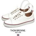 【美品】トムブラウン Thom Browne ライン ローカット メンズスニーカー ホワイト 白 7(約25cm) sh25-2034【返品可】【送料無料】【当日出荷】【中古】