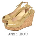 【美品】ジミーチュウ/ジミーチュー JIMMY CHOO PROVA ロゴメタルトゥ コルクウェッジソール サンダル ベージュ 36(約23cm) sh25-2...