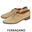 【美品】サルヴァトーレフェラガモ Salvatore Ferragamo スエード ウィングチップシューズ ベージュ 6C(約23-23.5cm) sh25-2...