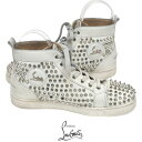 クリスチャンルブタン Christian Louboutin スパイク スタッズ ハイカット メンズスニーカー ホワイト 白 41(約26cm) sh25-2094【返品可】【送料無料】【当日出荷】【中古】