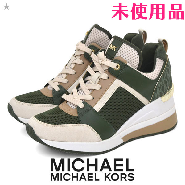 【新品】【未使用品】【新古品】マイケルコース Michael Michael Kors ロゴ ウェッジソール レディーススニーカー グリーン 緑 6M(約23cm) sh25-2111【返品可】【当日出荷】【中古】