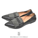 【3日間限定 最大1万円オフクーポン配布】【ほぼ新品】ブルネロクチネリ BRUNELLO CUCINELLI フリンジ フラットシューズ 革靴 ブラック 黒 3...