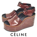 【3日間限定 最大1万円オフクーポン配布】【ほぼ新品】セリーヌ CELINE ベルト ステッチ ウェッジソール サンダル ボルドー 37(約24cm) sh25...