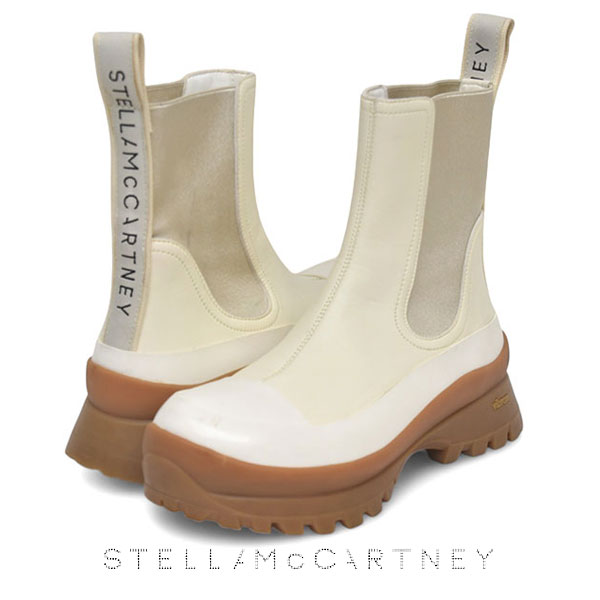 【最大20％クーポン配布_お買い物マラソン限定】【美品】ステラマッカートニー STELLA McCARTNEY バックロゴ サイドゴア ブーツ クリーム 37(約24cm) sh25-1668【中古】【返品可】