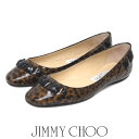 【GW限定10%オフクーポン】ジミーチュウ/ジミーチュー JIMMY CHOO ストーン バックロゴ スクエアトゥ フラットシューズ パンプス ブラウン 茶 3...