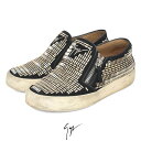 ジュゼッペザノッティ GIUSEPPE ZANOTTI ロゴ スタッズ サイドファスナー スリッポン スニーカー ブラック 黒 38(約25cm) sh25-1803【返品可】【当日出荷】【中古】