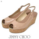 【ほぼ新品】ジミーチュウ/ジミーチュー JIMMY CHOO PRAISE ロゴ メタルトゥ ウェッジソール サンダル ベージュ 38(約25cm) sh25-...