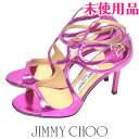 【新品】【未使用品】【新古品】ジミーチュウ/ジミーチュー JIMMY CHOO ストラップ メタルヒール サンダル メタリックパープル 紫 35(約22cm) ...