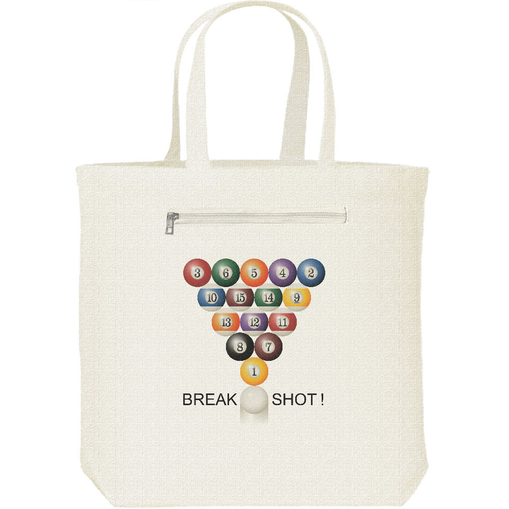 Rakuten - ビリヤード BREAK SHOT!／キャンバスバッグ・ファスナー ポケット付