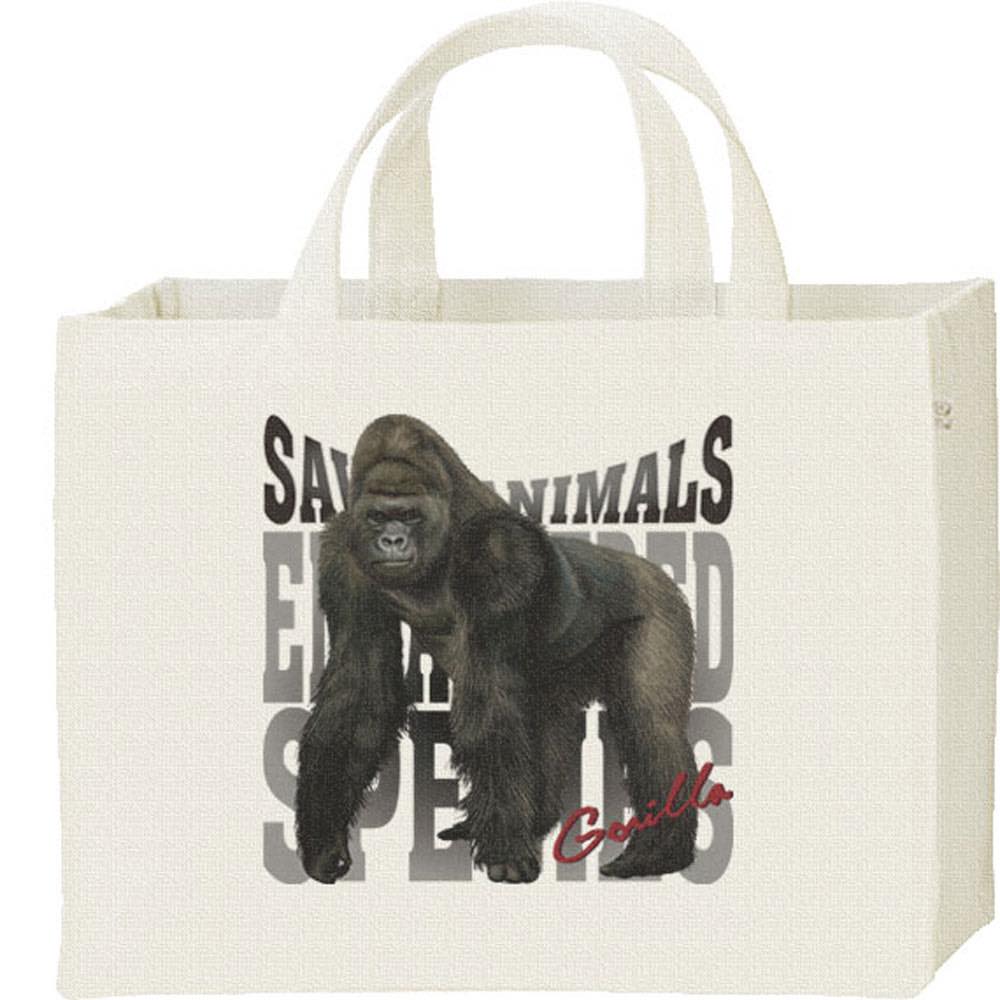 ゴリラ（絶滅危惧動物）／キャンバスバッグ・スクエア