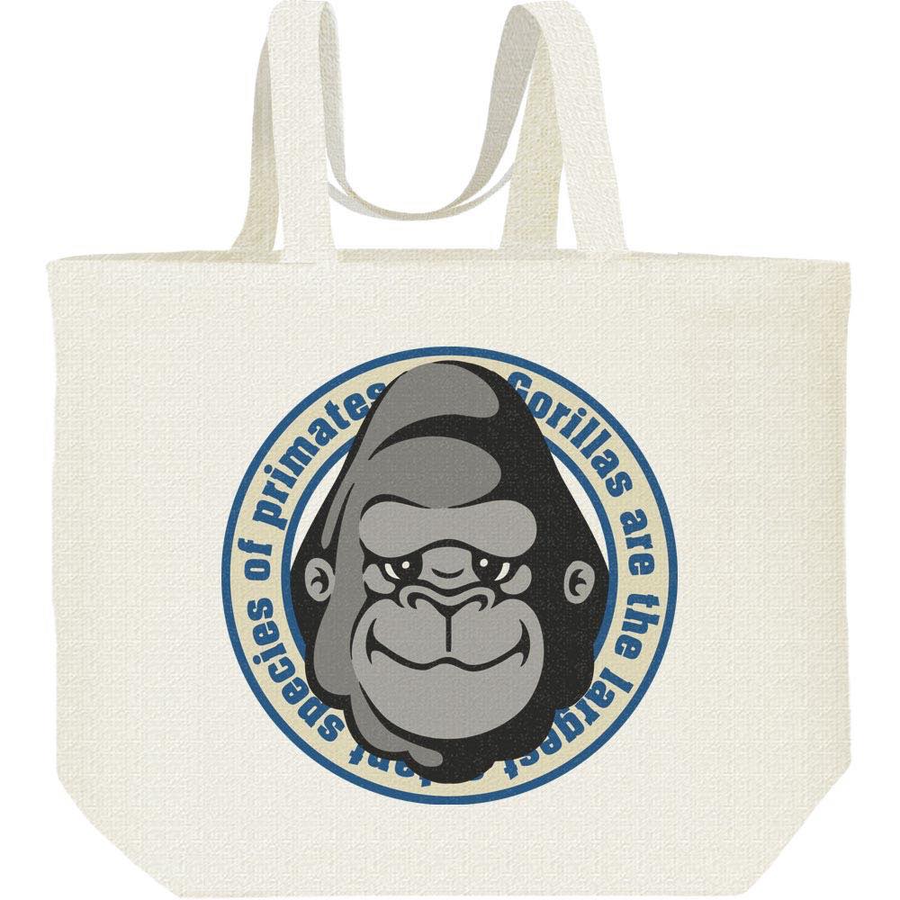 マンガ（アニメ）タッチのゴリラです。＜ロゴ部分＞ Gorillas are the largest extant species of primates. （ゴリラは、現存する霊長類の最大種です）　
