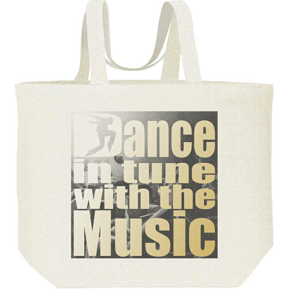 音楽に合わせて踊る（ロゴ）／キャンバスバッグ・L（ポケット無し）エコバッグ