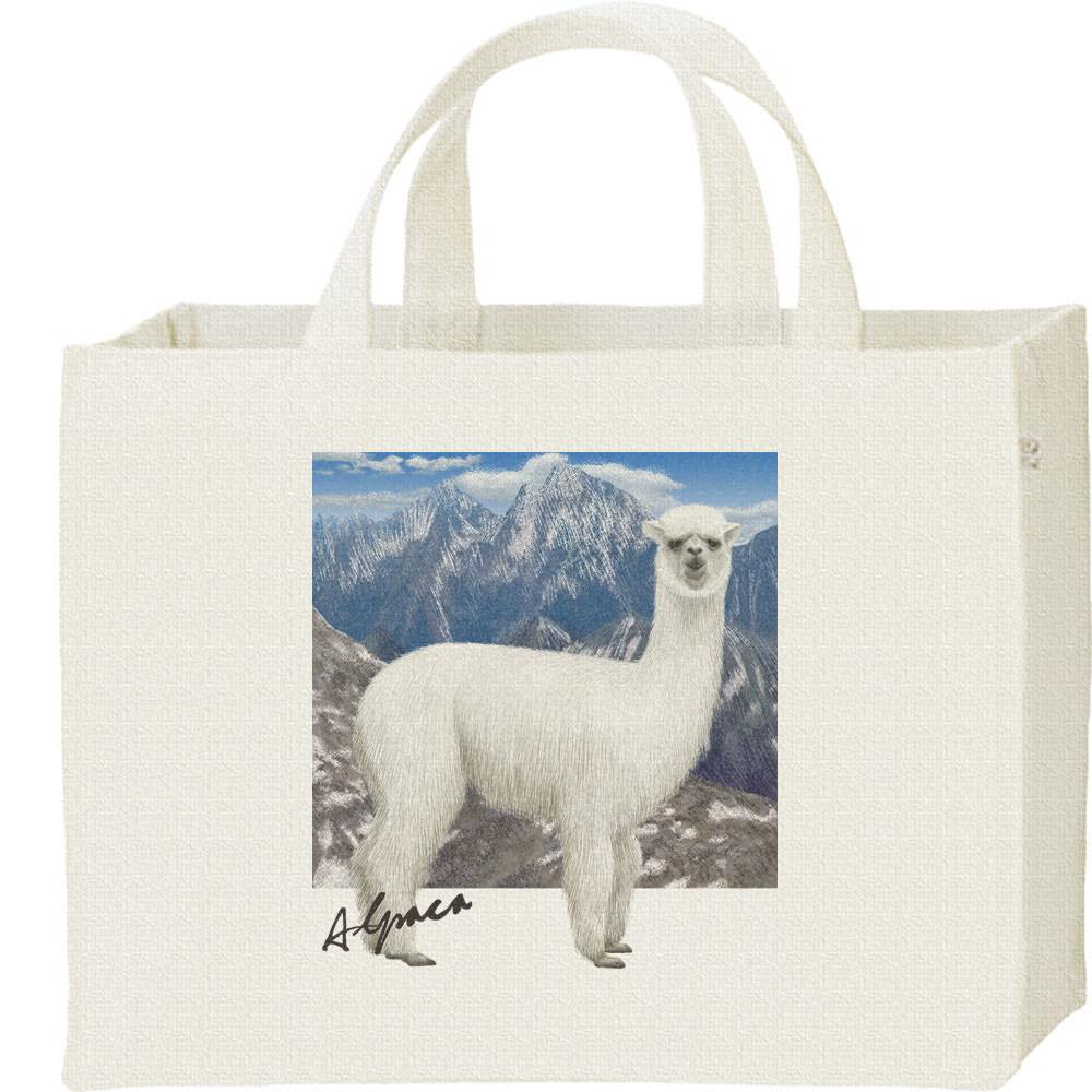 アルパカ ＋背景／キャンバスバッグ・スクエア