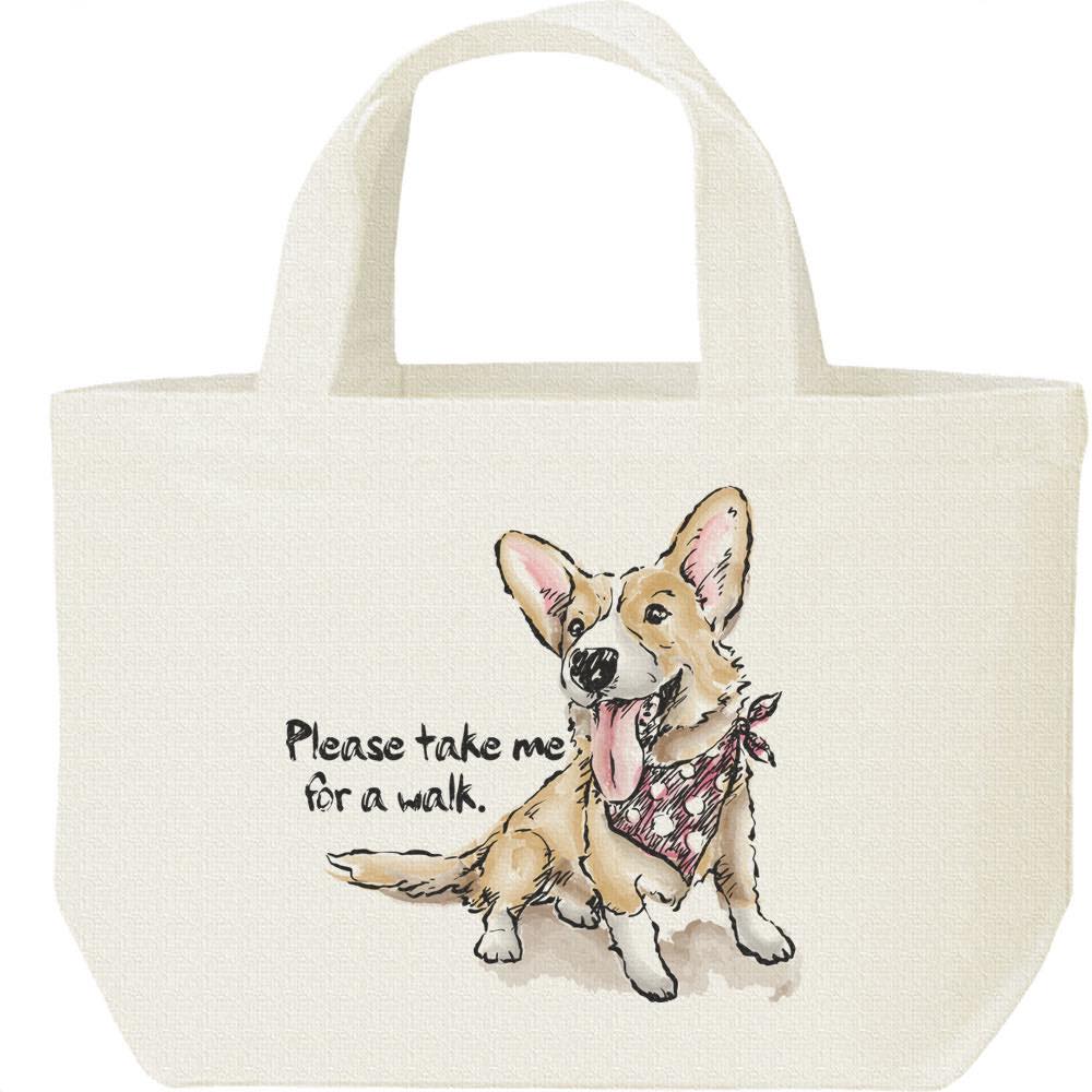 ウェルシュ・コーギー（散歩に連れてって）犬／キャンバスバッグ・S（ランチバッグ）
