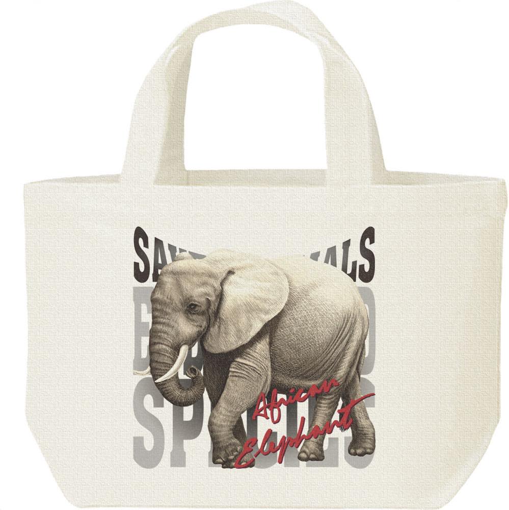 Rakuten - 象=アフリカゾウ（絶滅危惧動物）／キャンバスバッグ・S（ランチバッグ）