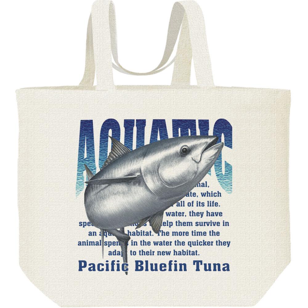 クロ マグロ（水棲生物シリーズ）／キャンバスバッグ・L（ポケット無し）エコバッグ