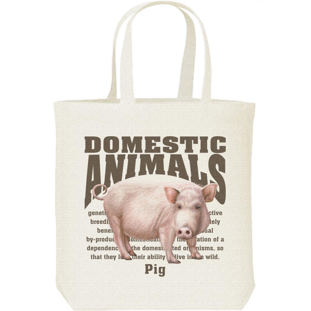 豚（ブタ）飼育動物・家畜／キャンバスバッグ・M（ポケット無し）トートバッグ
