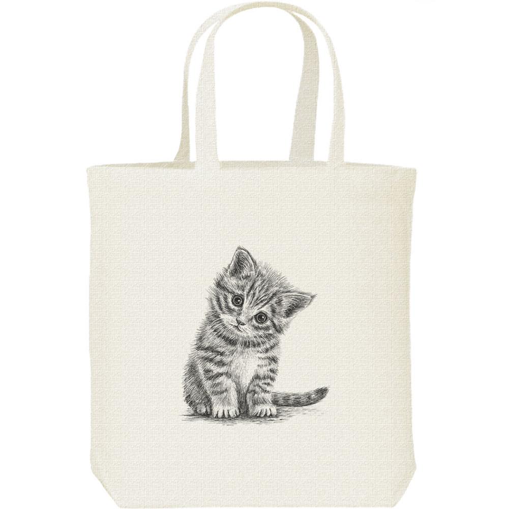 Rakuten - 子猫（デッサン風）／キャンバスバッグ・M（ポケット無し）トートバッグ