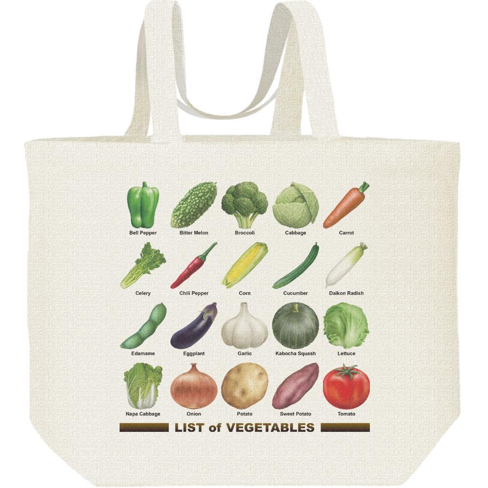 野菜のリスト／キャンバスバッグ・L（ポケット無し）エコバッグ