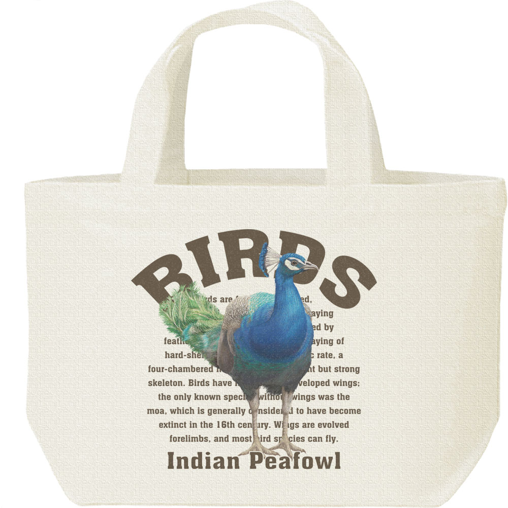 インド クジャク（鳥シリーズ）／キャンバスバッグ・S（ランチバッグ）