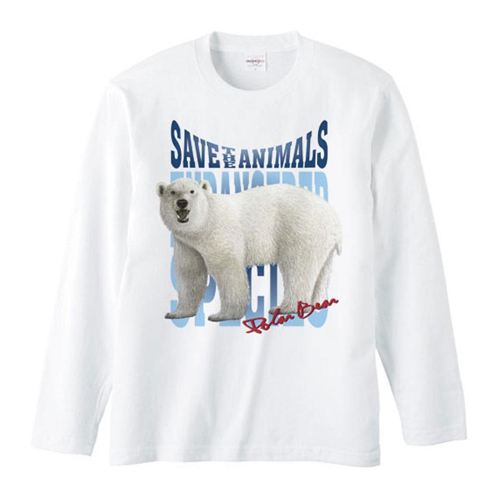 Rakuten - 白クマ=ホッキョクグマ（絶滅危惧動物）／長袖Tシャツ