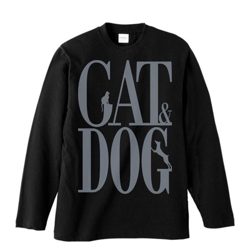 キャット＆ドッグ（犬猿の仲）／長袖Tシャツ