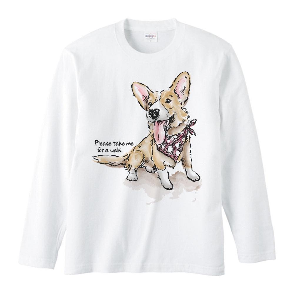 ウェルシュ・コーギー（散歩に連れてって）犬／長袖Tシャツ