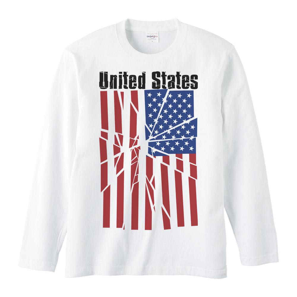 Rakuten - ブロークン・星条旗（アメリカ国旗）／長袖Tシャツ