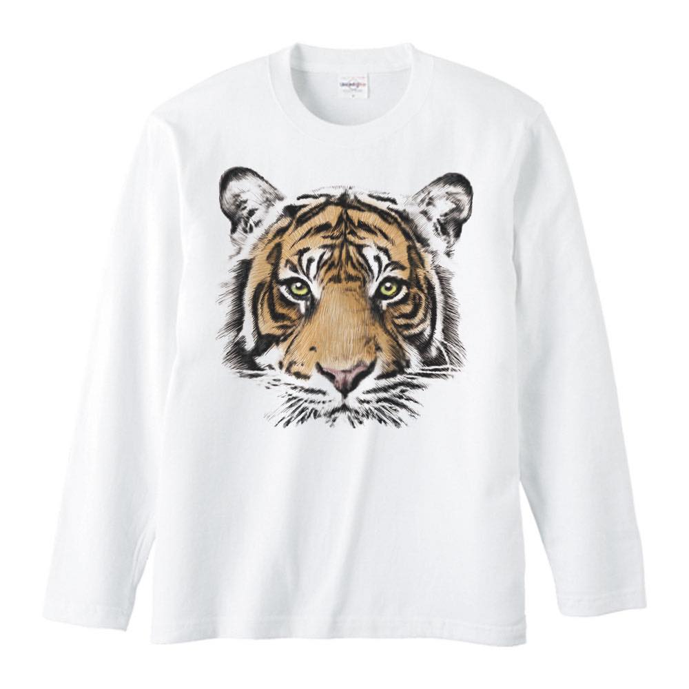 Rakuten - 虎の顔／長袖Tシャツ