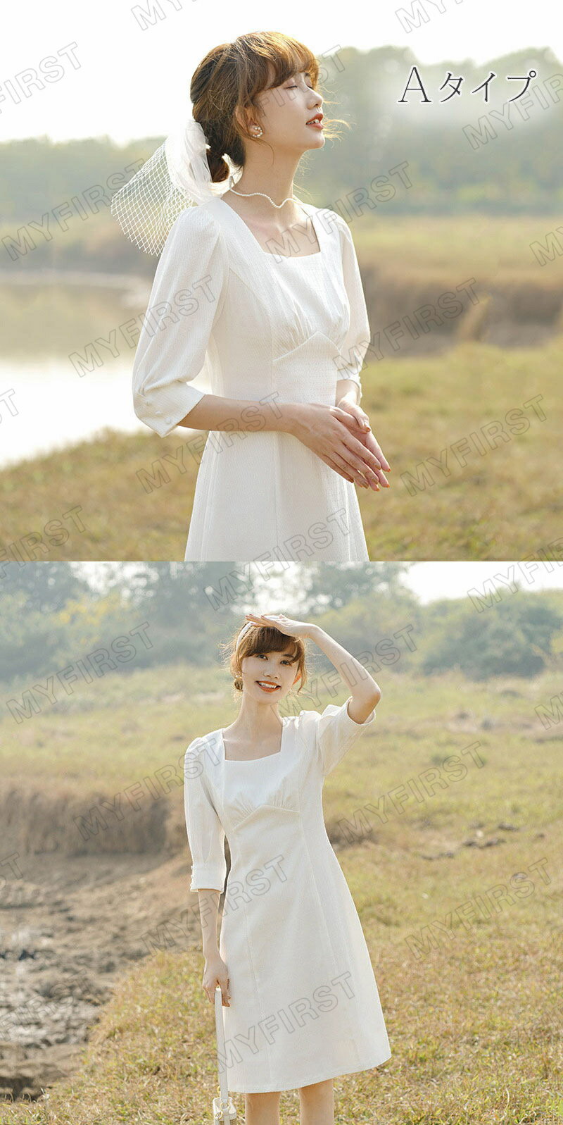 2次会ドレス ウェディングドレス 結婚式 ワンピース パーティードレス フォーマルドレス お呼ばれ ドレス Aライン 膝丈 ワンピース パーティードレス 着痩せ 上品 トレーンドレス ファスナータイプ レディースドレス 前撮り 後撮り 披露宴 発表会 海外挙式ドレス シンプル