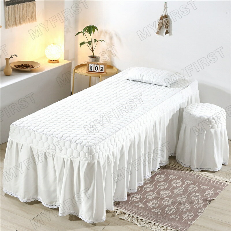 ベッドカバー ベッドスカート フリル付き ベッド カバー スクエア ベッド スカート カバー ベッドカバー ベッドカバー ベッドシーツ ベッドシート 無地 美容室 SPA 美容院 美肌 エステ ベッドシーツ [2]