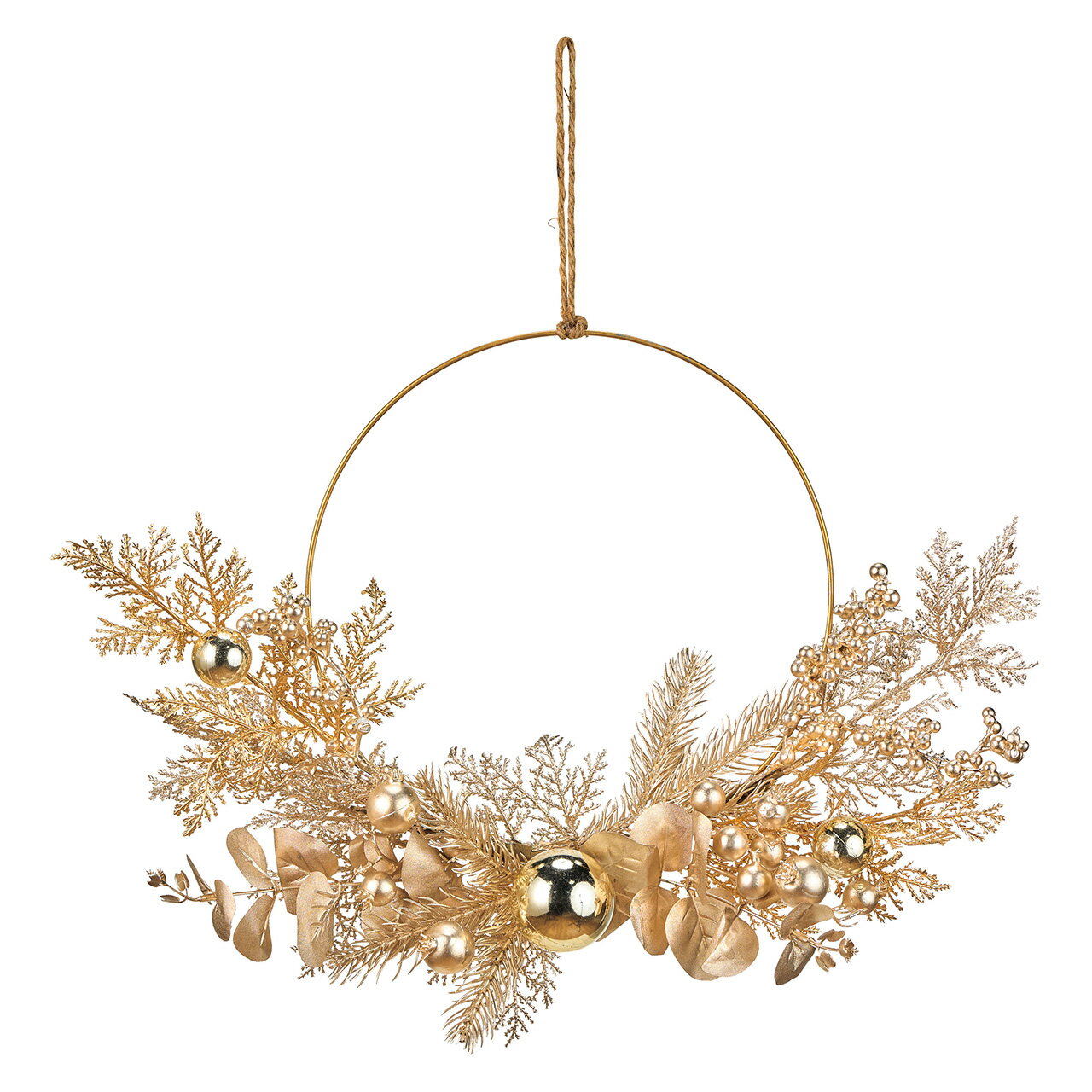 【東京堂 公式】クリスマス 完成品 アーティフィシャルフラワー シャンパーニュボールリース ゴールド GOLD XV005970