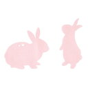 【東京堂 公式】ラビットミニプレート ピンク 2コ入 デコレーション素材 うさぎ デコレーションパーツ 木製 ZE000606-002