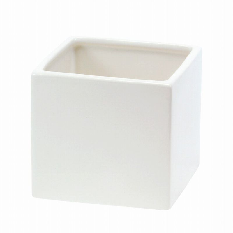 【東京堂 公式】クレイ カラーベースキューブ M シャイニーホワイト 花器 4コ入 陶器 CC144777-100