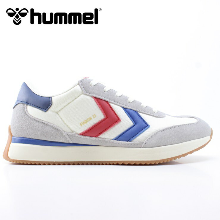 楽天フットパークヌシセヒュンメル スニーカーhummel STADION 23 HM218836-9253 WHITE/BLUE/REDスタディオン 23レトロランニング レトラン クラシックスニーカー カジュアルシューズ