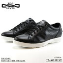 トップセブン スニーカー TOP SEVEN T7-At2101ST BLACKレザースニーカー 大人スニーカー メンズ ミッドカット