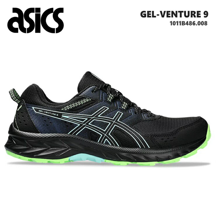 アシックス アシックス ウォーキングシューズ メンズasics GEL-VENTURE 9 1011B486-008 Black/Illuminate Mintゲルベンチャー ウォーキング 幅広トレイル 登山 山 トレッキング