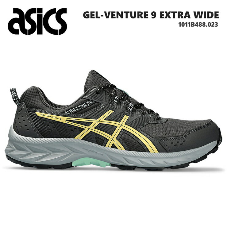 アシックス アシックス ウォーキングシューズ メンズasics GEL-VENTURE 9 EXTRA WIDE 1011B488-023 Graphite Grey/Faded Yellowゲルベンチャー ウォーキング 幅広トレイル 登山 山 トレッキング