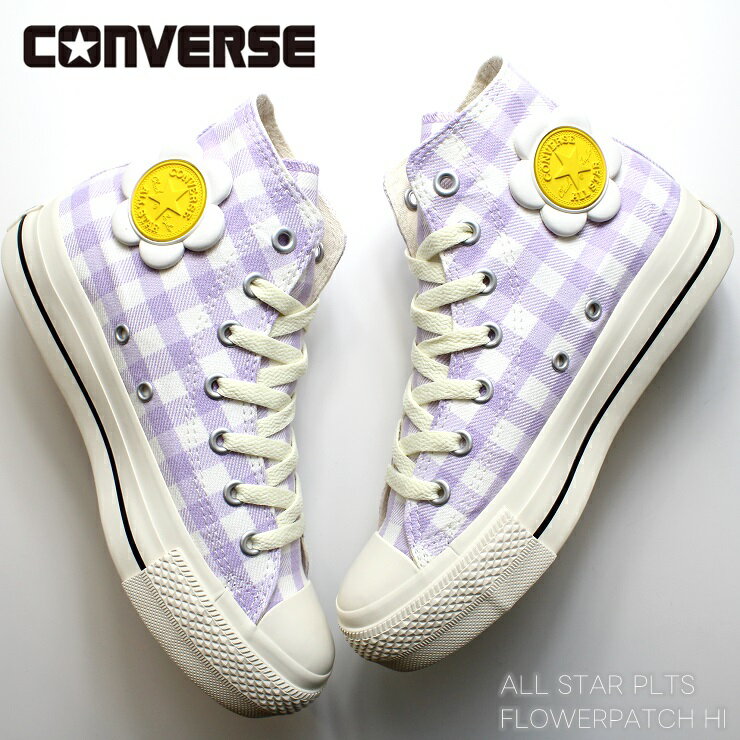 楽天フットパークヌシセオールスター PLTS フラワーパッチ HIALL STAR PLTS FLOWERPATCH HI 31311051 ライラック/ホワイトパステル チェック柄 厚底 ガーリー 花 フラワーモチーフ 通学 靴 可愛いレディーススニーカー 韓国 厚底スニーカー キュート 女の子 ふわふわ 春