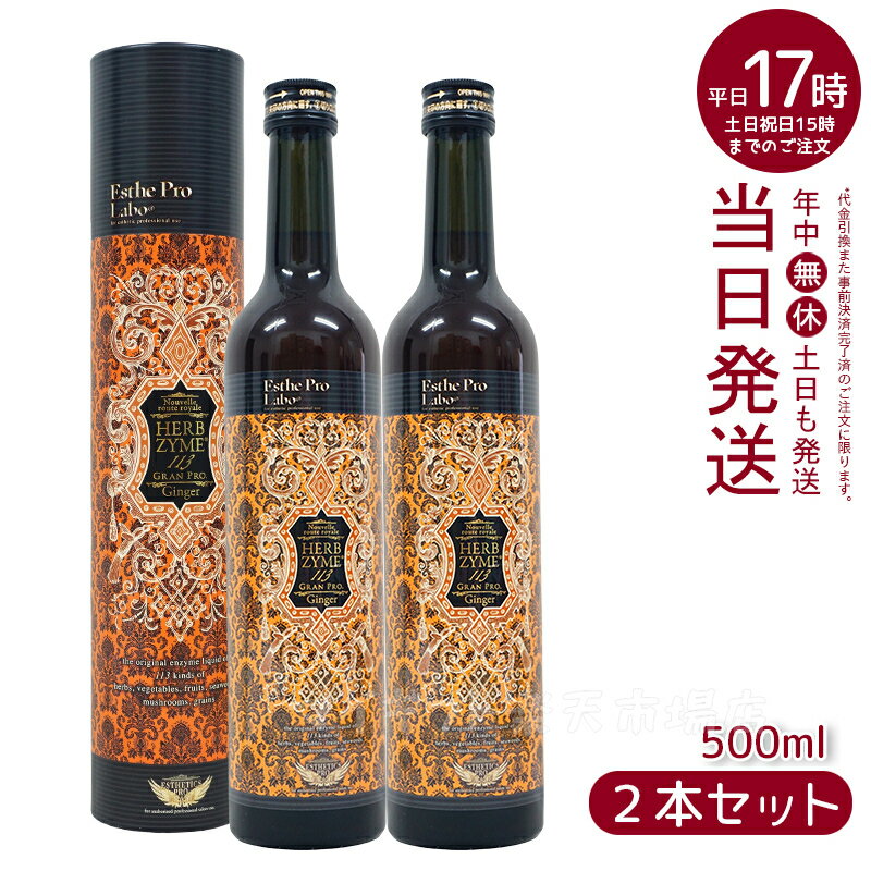 【2本セット】ハーブザイム 113 グランプロ ジンジャー 500ml エステプロラボ Esthe Pro Labo ファスティング 酵素飲料 酵素 ドリンク専売（オラックス／ジンジャー／プレーン）