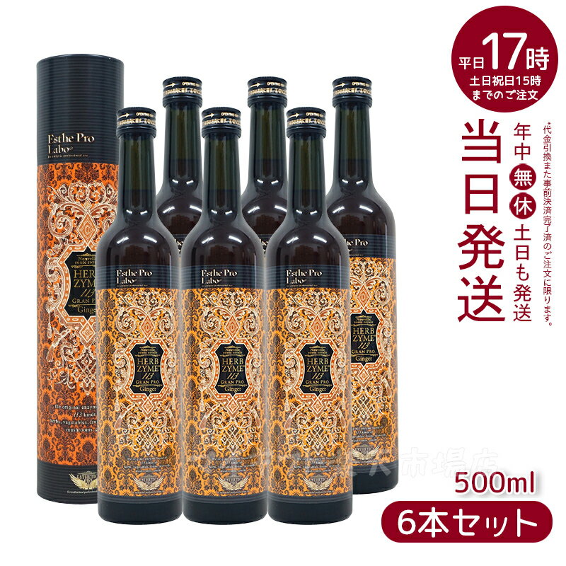 【6本セット】ハーブザイム 113 グランプロ ジンジャー 500ml エステプロラボ Esthe Pro Labo ファスティング 酵素飲料 酵素 ドリンク専売（オラックス／ジンジャー／プレーン）