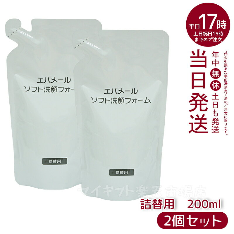 【2個セット ポスト投函】エバメール ソフト洗顔フォーム 200ml レフィル EVER MERE