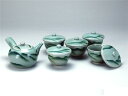 蓋付茶器 青磁山 九谷焼 ( 日本制 急須 湯呑 セット おしゃれ プレゼント 茶碗 高級 かわいい 可愛い来客用 湯呑みセット 湯のみ 陶瓷器 食器 プレゼン...